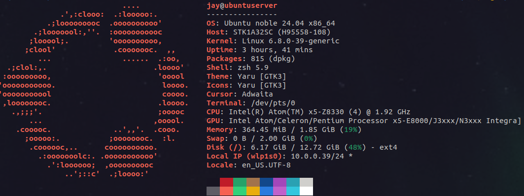 Ubuntu Server Specs